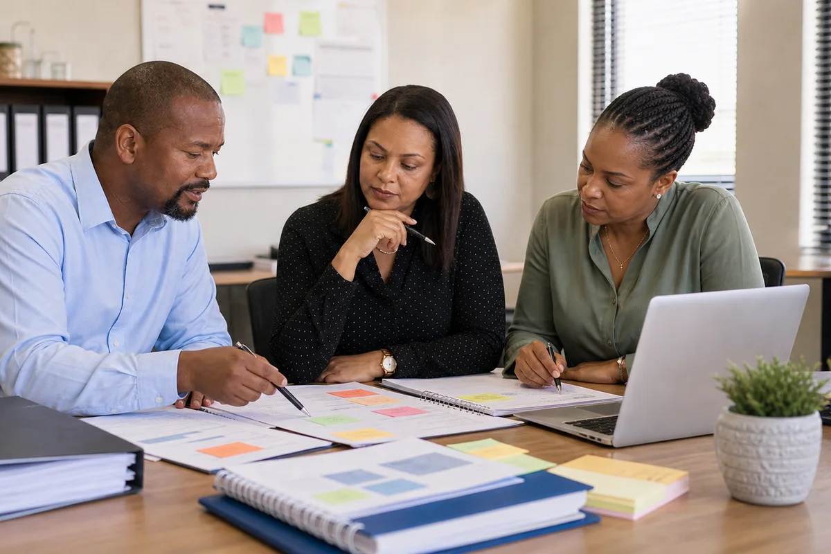 Provider evidence checklist and accreditation files on a desk