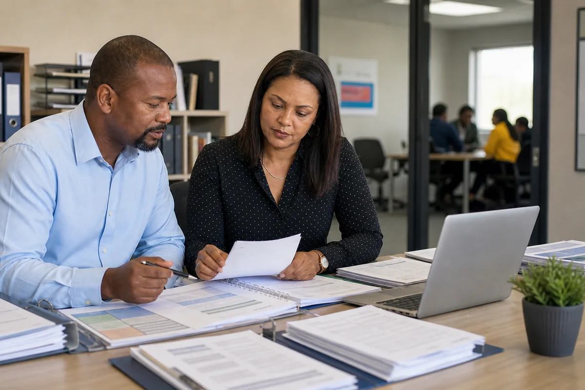 Provider evidence checklist and accreditation files on a desk