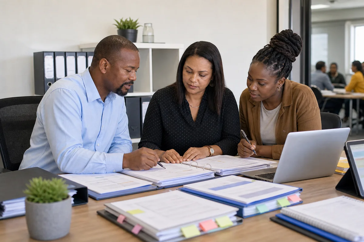 Provider evidence checklist and accreditation files on a desk