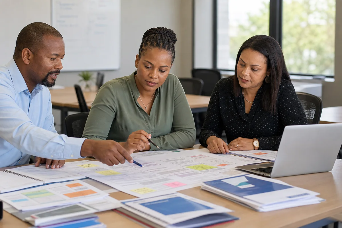 Provider evidence checklist and accreditation files on a desk