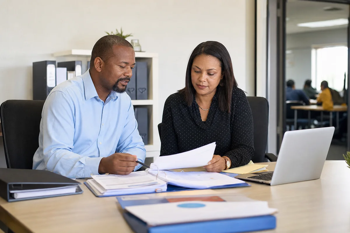 Provider evidence checklist and accreditation files on a desk