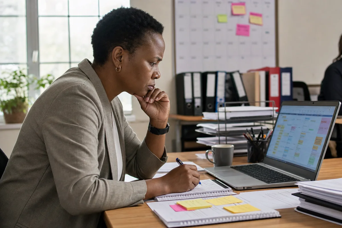 Provider evidence checklist and accreditation files on a desk