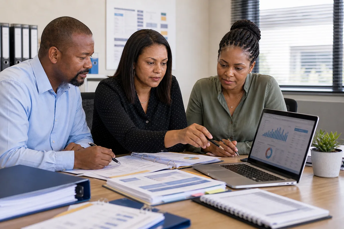 Provider evidence checklist and accreditation files on a desk