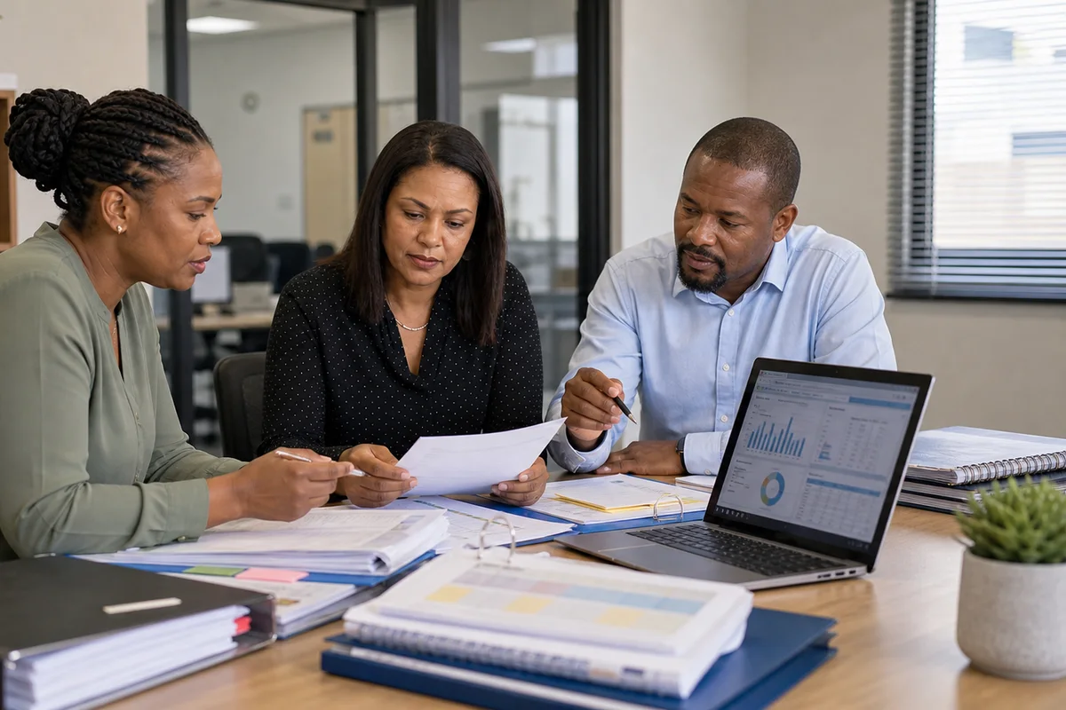 Provider evidence checklist and accreditation files on a desk