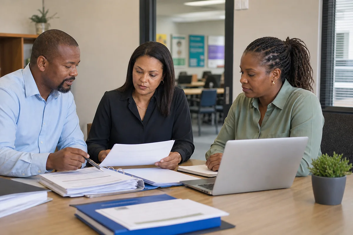 Provider evidence checklist and accreditation files on a desk