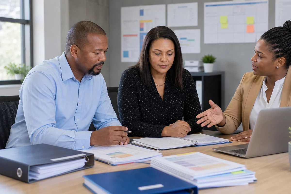 Provider evidence checklist and accreditation files on a desk